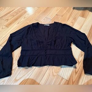 American Eagle Outfitters Black Lace Trim Top